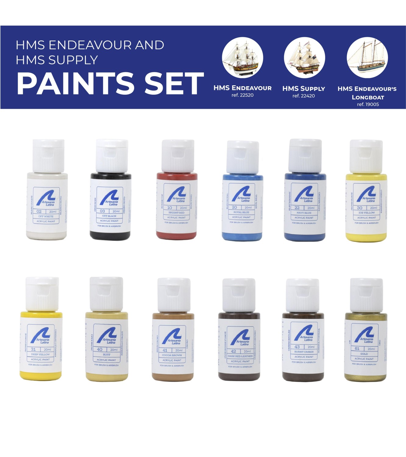 Paints Set For Ship Model HMS Endeavour At 1 60 Scale