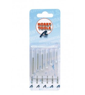 Sada 6 mini bitů HSS 0,4 mm až 1 mm (0,015'' až 0,039'') pro vrtáky
