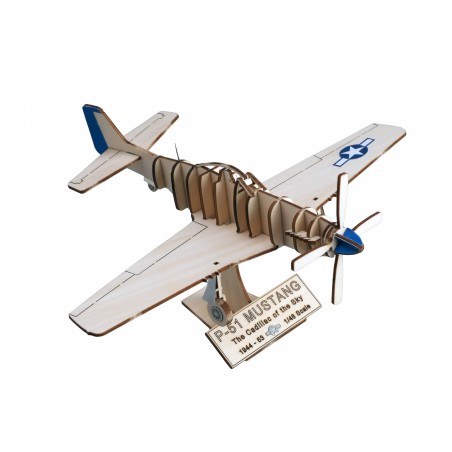 Wooden Model Warplane North American P 51 Mustang 1 48 Vintage