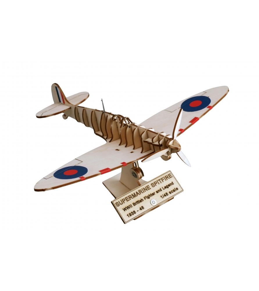 Maquette Vintage Avion de Chasse en Bois: Supermarine Spitfire 1/48