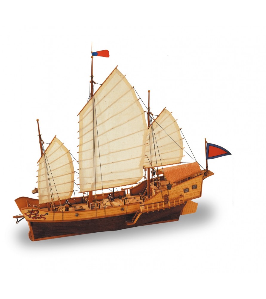 Red Dragon Chinese Junk Wooden Ship Model 1:60. Exotic Ship
