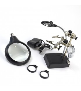 Third Hand with 3 Magnifying Glasses and 5 LED Lights