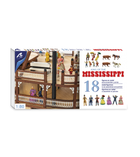 Ensemble de 18 Figurines en Métal: Bateau à Vapeur King of the Mississippi