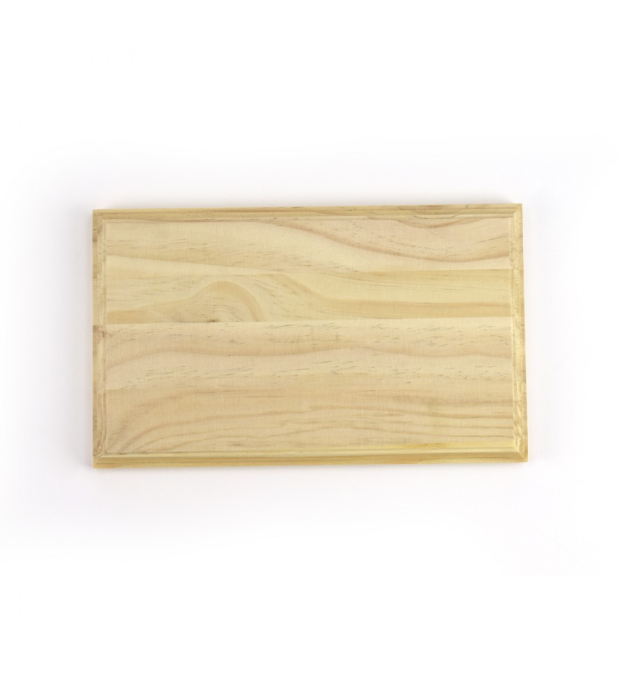 Peana madera de pino macizo rectangular inf. 30x18cm. sup. 28x16cm. alt.  2,3cm.