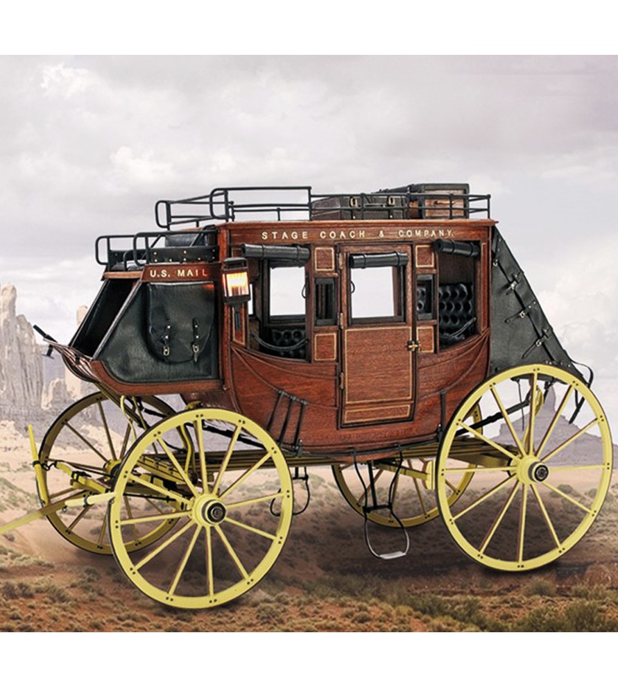 Stagecoach 1848 Wooden Model Kit for Building. At 1:10 Scale