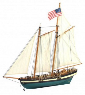 Amerykański szkuner Virginia. drewniany model statku w skali 1:41