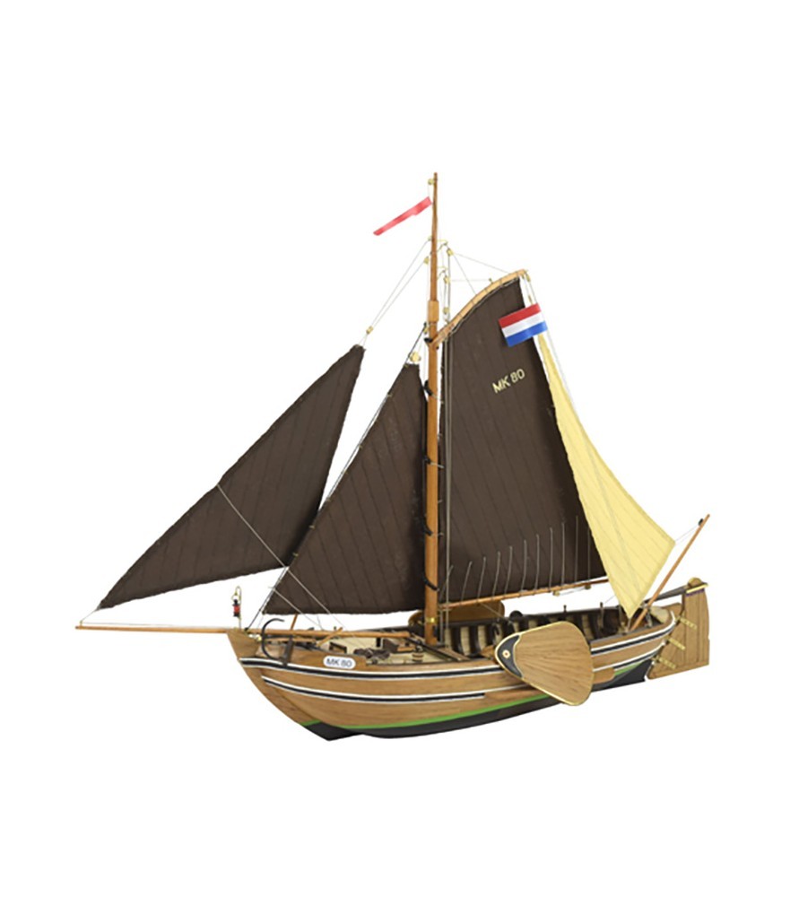 Wooden Fishing Boat Model Dutch Botter at 1:35. Fishing Boat