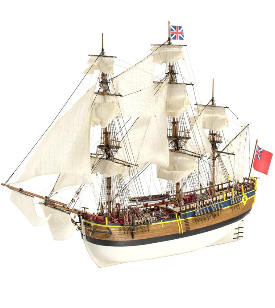 Maquette Bateau Bois Navire Britannique HMS Endeavour 1:65