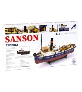 Wooden Model Ship Kit. 1940's Tugboat Sanson at 1:50 Scale
