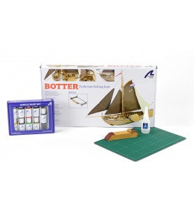 Pack Cadeau Maquette, Peintures et Outils. Bateau de Pêche Botter