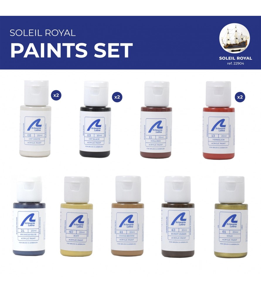 Set of Acrylic Paints for French Warship Model Soleil Royal