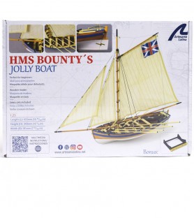 Canot HMS Bounty's (Jolly Boat) 1:25. Maquette Bateau en Bois 24