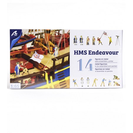 Set van 14 figuren met metalen accessoires voor HMS Endeavour