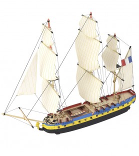 Kit Fácil Fragata Hermione La Fayette. Modelo de navio em madeira com pinturas