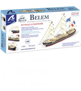 Easy Kit French Training Ship Belem 1:160. Wooden Model Ship with Paints & Accessories 10