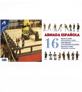 Set of 16 Metal Figurines with Accessories for Spanish Navy Ships
