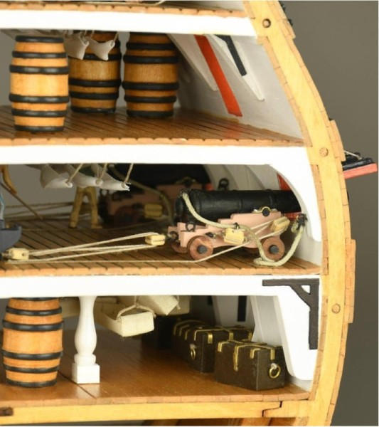 HMS Victory's tvärsnitt. 1:72 Modellfartyg i trä, byggsats