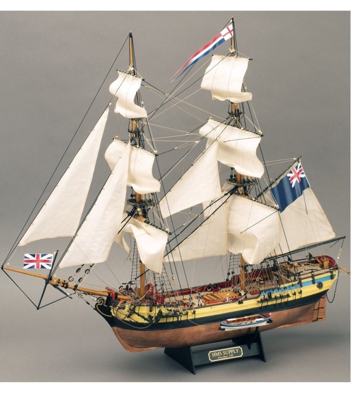 Nowy uzbrojony drewniany model statku BERGANTIN HMS Supply 1:50