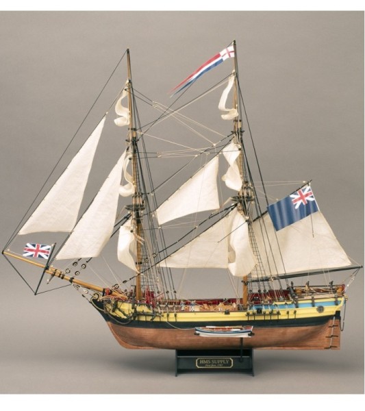 Nieuw Gewapend BERGANTIN HMS Supply 1:50. Houten modelschip