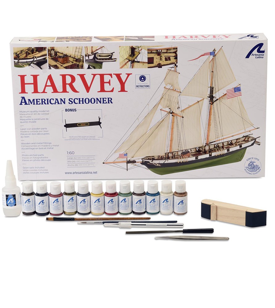 Gift Pack with Model, Paints and Tools: Schooner Harvey