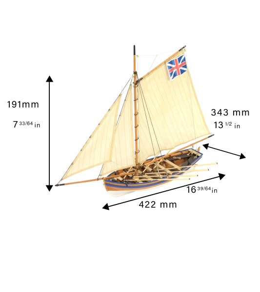 HMS Bounty's Jolly Boat. 1:25 modelskibssæt i træ
