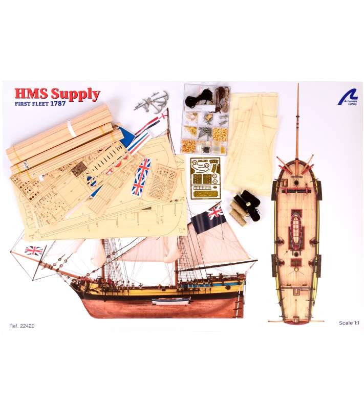 Nieuw Gewapend BERGANTIN HMS Supply 1:50. Houten modelschip 2