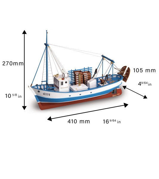 MARE NOSTRUM 1:35 Holzmodell eines Fischkutters Trawler
