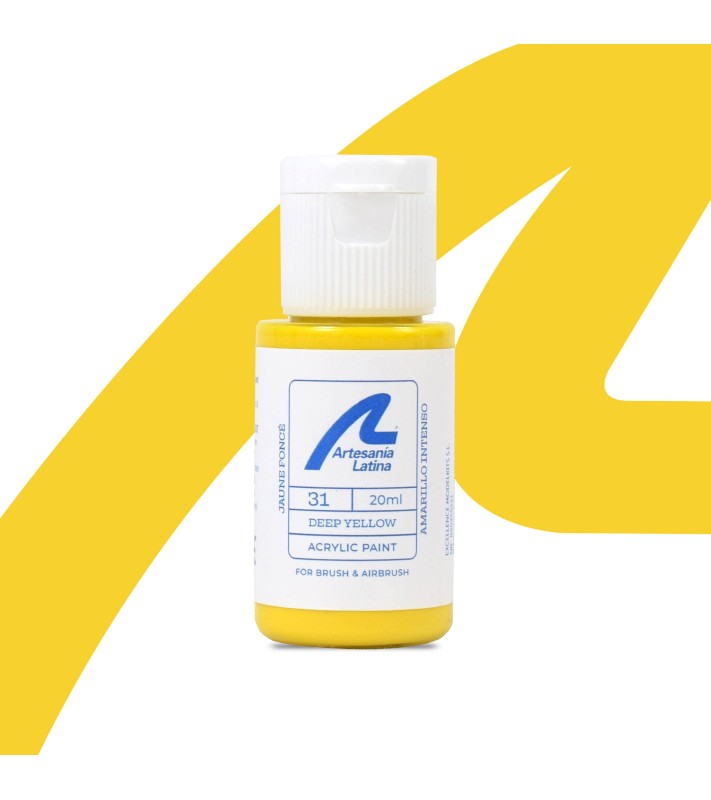 Vandbaseret maling: Dyb gul (20 ml)