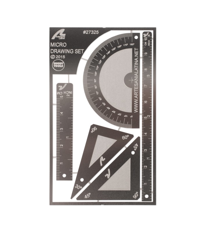 Micro Drawing Set for Modeling: Rulers, Triangles & Protractor