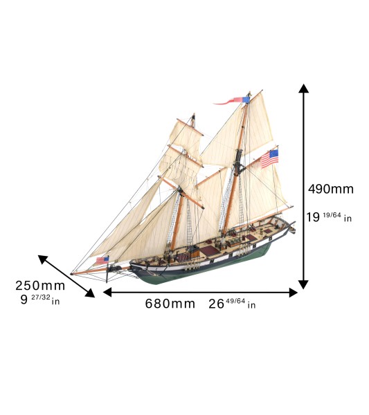 American Schooner Harvey 1:60. Wooden Model Ship Kit