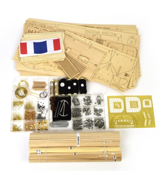 Fregat Hermione La Fayette 1:89. Houten modelschip