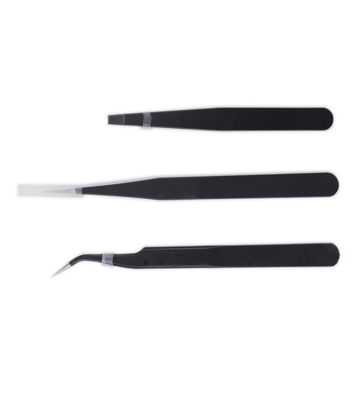 Set med 3 professionella pincetter med ultrafin spets