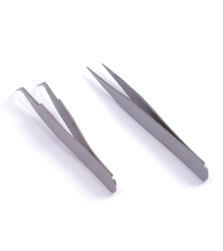 Set of 2 Straight & Curved Fastening Tweezers