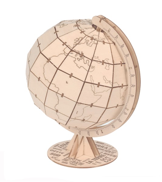 Maquette Vintage en Bois : Globe Terrestre