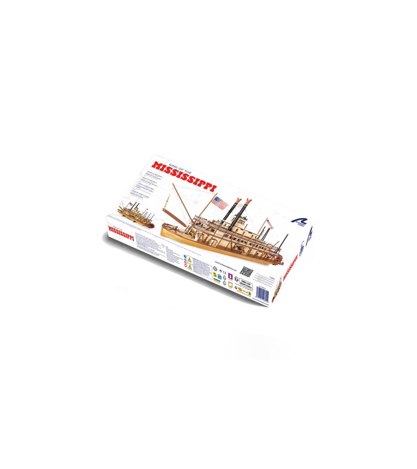 Wooden Paddle Steamer Model: King of the Mississippi 1:80