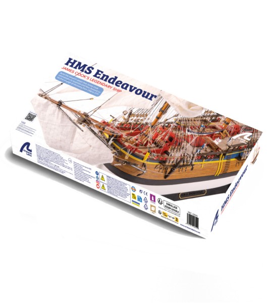 Fartyg HMS Endeavour. 1:65 Modellfartyg i trä, byggsats