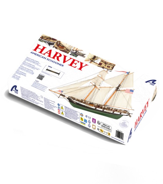 Escuna americana HARVEY 1:60. Modelo de navio em madeira
