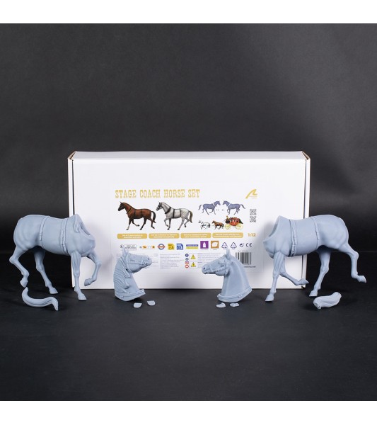 Set of 2 Resin Horses for StageCoach - 1:12 scale