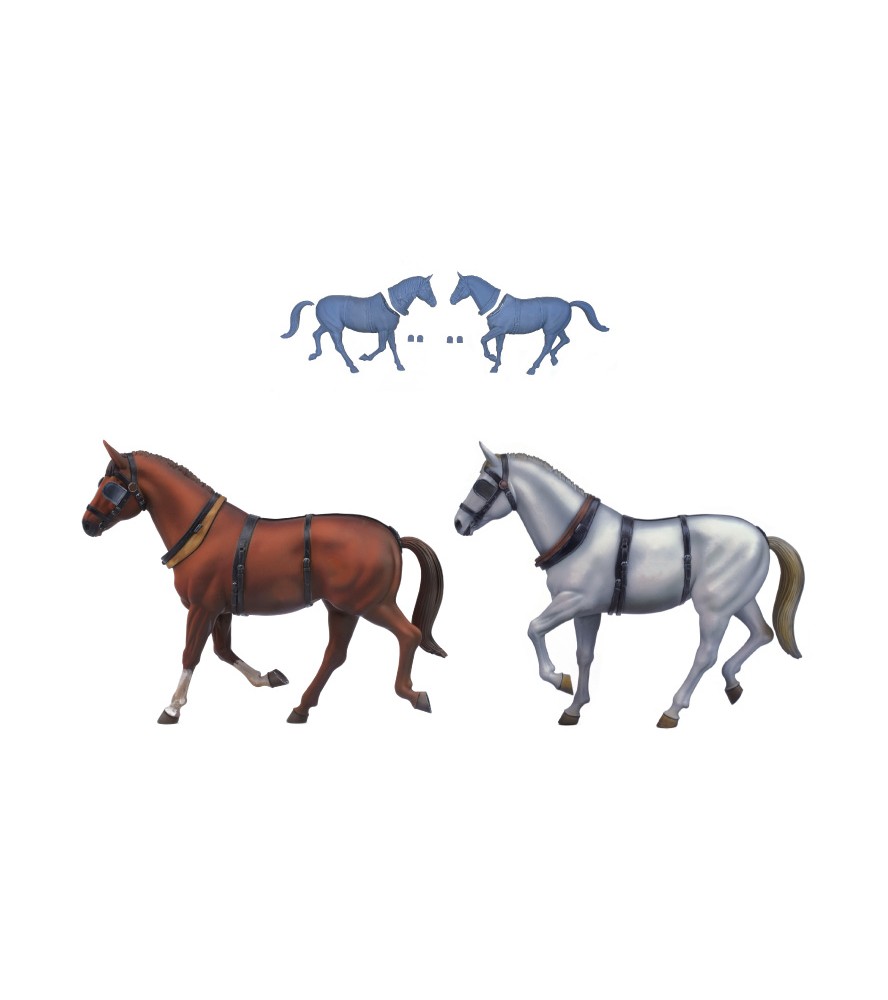 Set of 2 Resin Horses for StageCoach - 1:12 scale