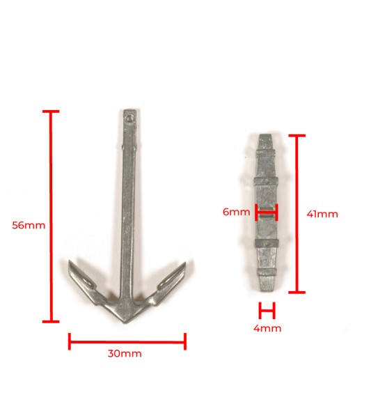56x30 mm anker og ankerclips til skibsmodellering
