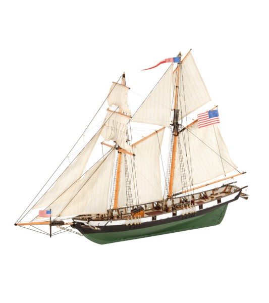 Goélette Américaine Harvey 1:60. Maquette Bateau en Bois