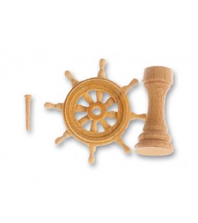Rudder and Wheel 20 mm in Wood for Ship Modeling