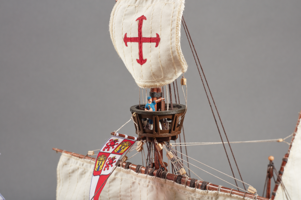 Renewed scale model in wood Santa Maria Caravel.