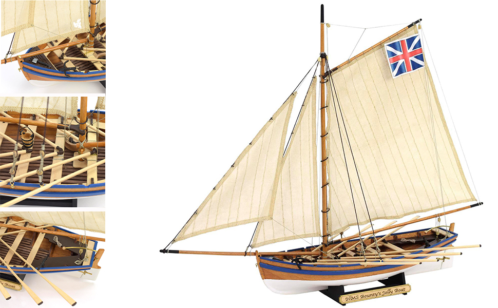 Initiation au Modélisme Naval : Maquette de Bateau en Bois Canot du Capitaine HMS Bounty (19004).