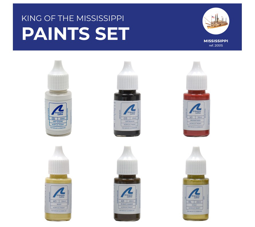 King of Mississippi Accessories. Paints Set for New King of the Mississippi Paddle Steamer Model 1/80 (20515).