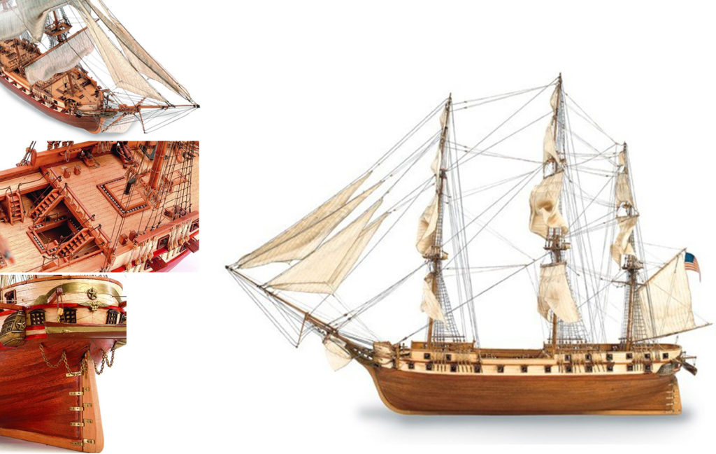 Naval modeling kit for expert modelers with a wooden ship model US Constellation Frigate (22850).