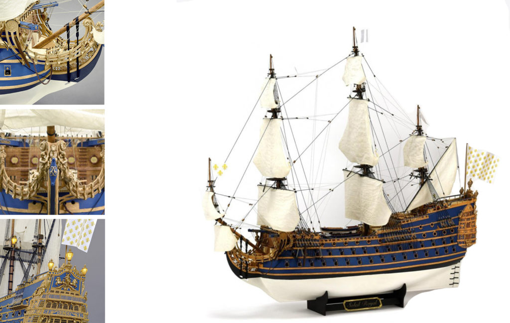 Maquette de bateau en bois Navire de Guerre Français Soleil Royal (22904).