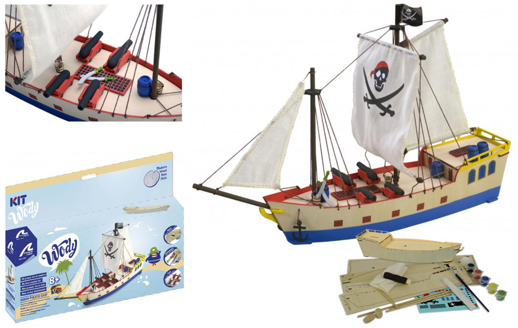 Maquettes pour Enfants +8. Collection Art&Kids de Modèles à l’Échelle en Bois: Bateau Pirate.