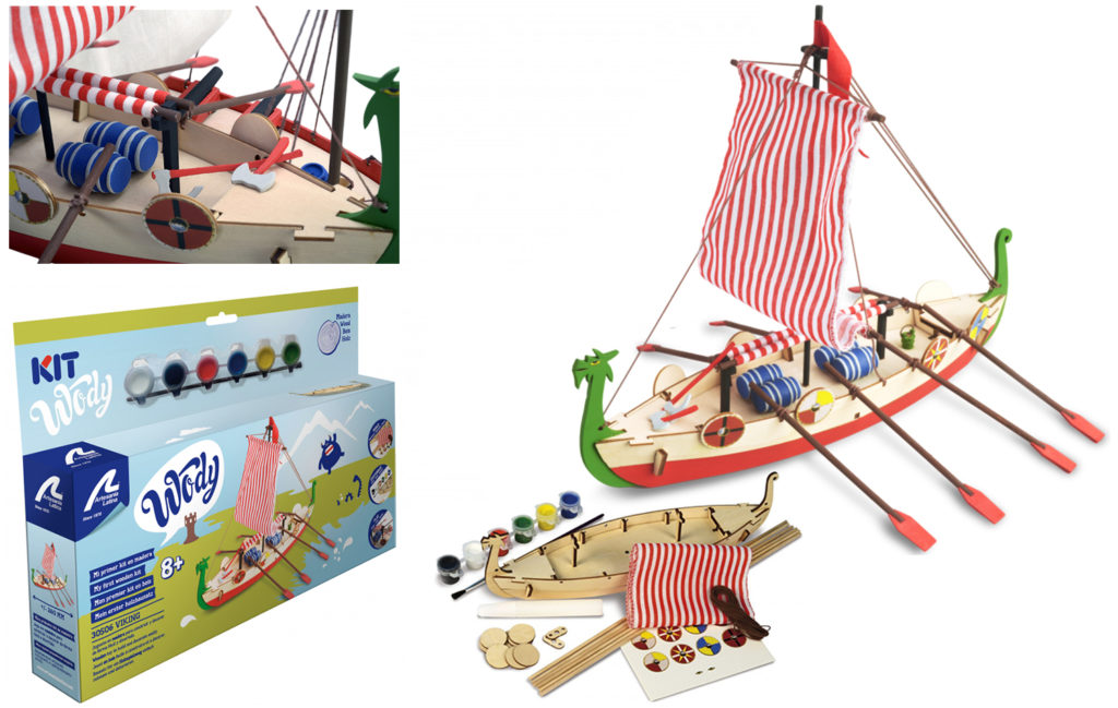 Maquettes pour Enfants +8. Collection Art&Kids de Modèles à l’Échelle en Bois: Navire Viking Drakkar.