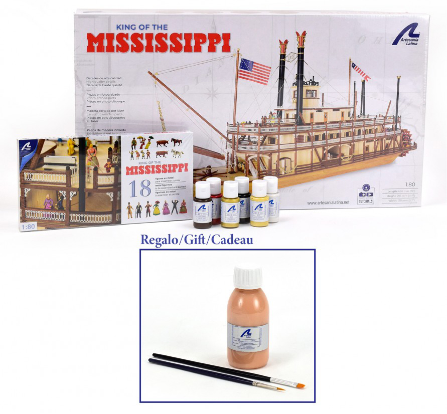 Modeling Gift Packs: Ship Model of Paddle Steamer King of the Mississippi (20515-L) by Artesania Latina.